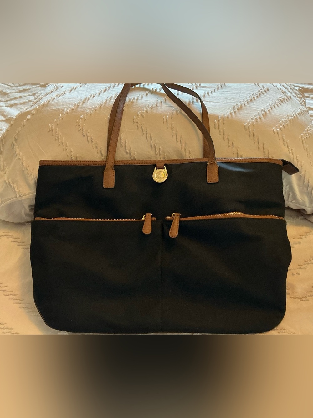 Michael Kors Black  Kempton Large Pocket Nylon Tote Bag